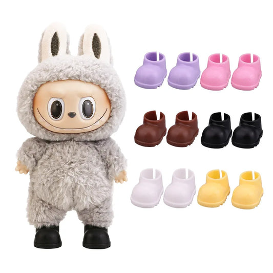 For 17cm Labubu V1 V2 V3 Fashion Color Rain Shoes Raincoat 10cm Cotton Doll Cute Shoes Doll Changing Accessories