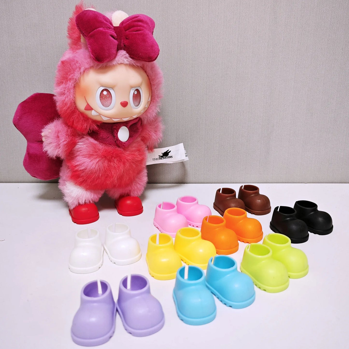 For 17cm Labubu V1 V2 V3 Fashion Color Rain Shoes Raincoat 10cm Cotton Doll Cute Shoes Doll Changing Accessories