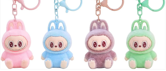 4 Pieces or 1 Piece Cute La bubu Keychains, Cool Pendant Keychains Accessories, Kawaii Key ring Purse Backpack, Key chain Car Charms for Women, Girls and Boys