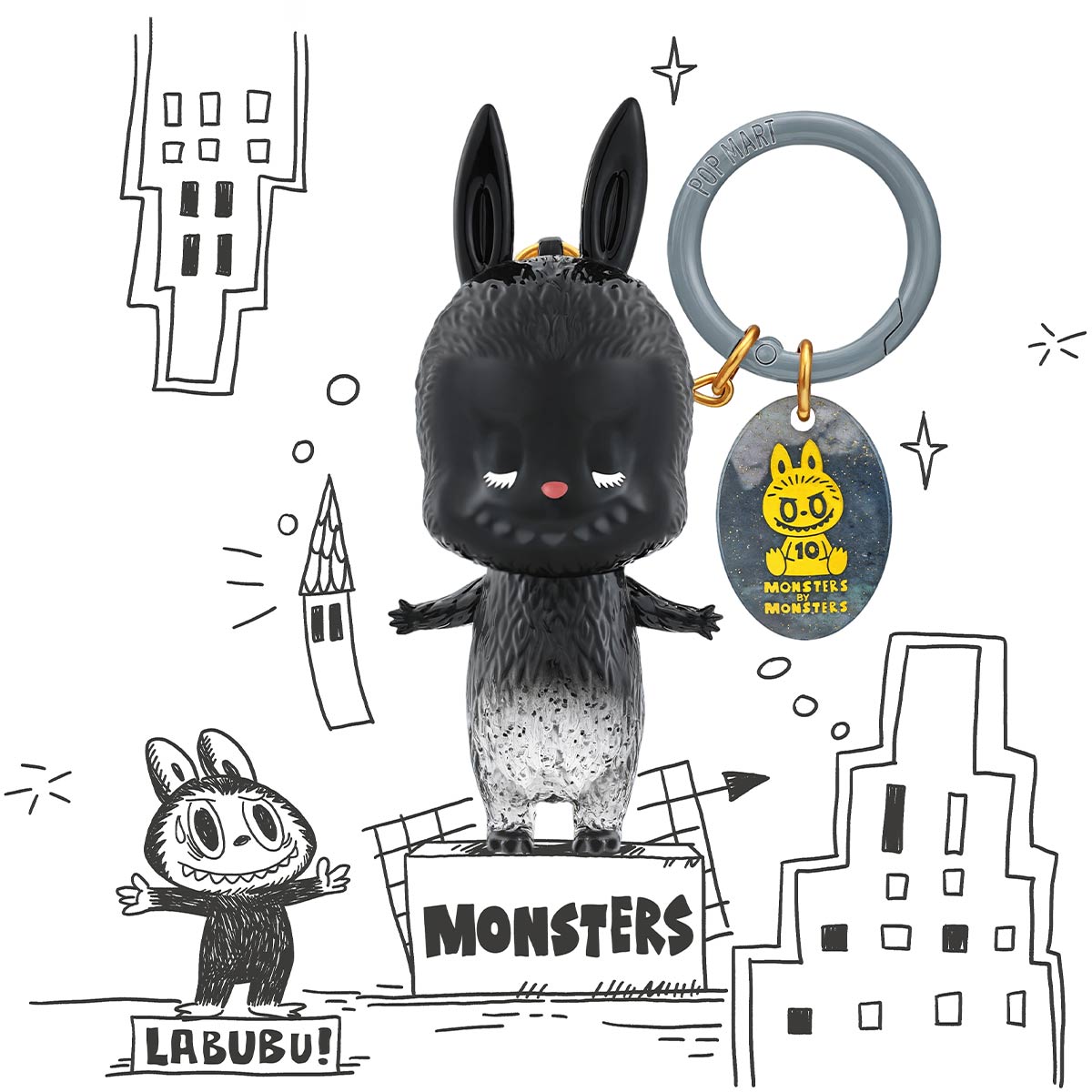A full display box containing 12 individual blind boxes of the Labubu 10th Anniversary series