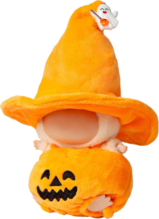 Labubu Halloween pumpkin costume with witch hat outfit for 17cm doll